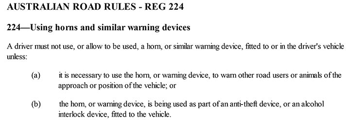Australian Road Rules Reg 224